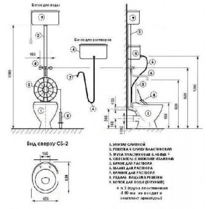 Слив больничный Видуар в комплекте с керамическими бачками 