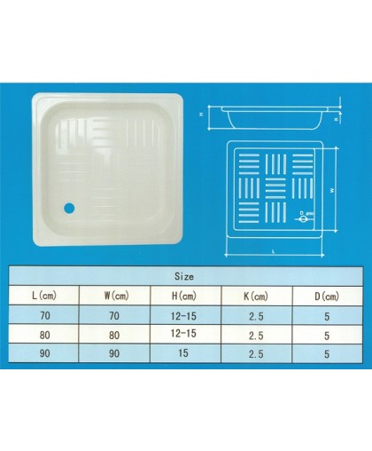 Поддон душевой стальной эмалированный 900х900 Goldman