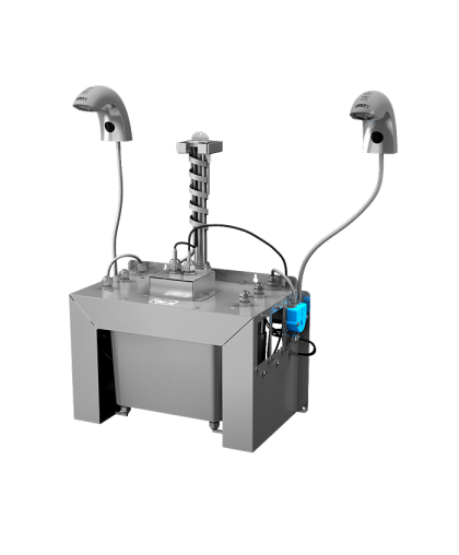 Комплект 2 шт. автоматических смесителей для холодной или температурно-подготовленной воды, с интегрированным автоматическим дозатором мыла, центральный 6 л бачок для мыла, 24 В SLU 45M2