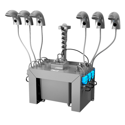 Комплект 6 шт. автоматических смесителей для холодной или температурно-подготовленной воды, с интегрированным автоматическим дозатором мыла, центральный 6 л бачок для мыла, 24 В SLU 45M6