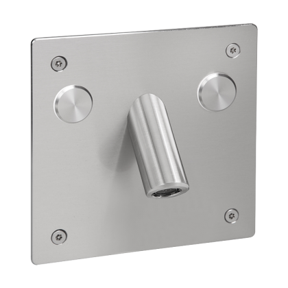 Настенный смеситель для подачи холодной и теплой воды (2 пьезо кнопки) с антивандалной крышкой, 24 В SLU 44PP