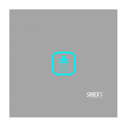 Электронное сенсорное управление душем для подачи холодной или температурно-подготовленной воды, цвет стекланной крышки REF 9006 светло-серый, подсветка лазурная, 24 В SLS 30B