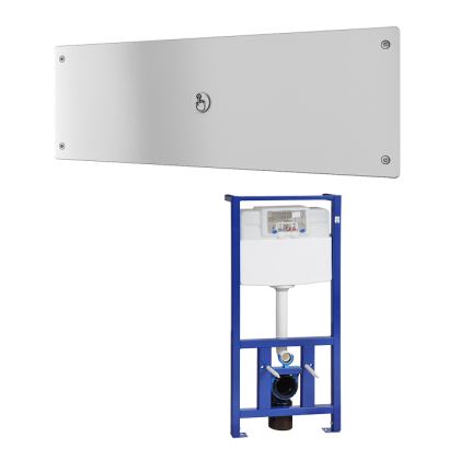 Устройство смыва унитаза с пьезо кнопкой, с антивандальной крышкой, с рамой SLR 21, 24 В пост. SLW 02PA