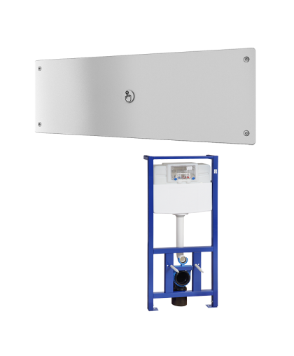 Устройство смыва унитаза с пьезо кнопкой, с антивандальной крышкой, с рамой SLR 21, 24 В пост. SLW 02PA