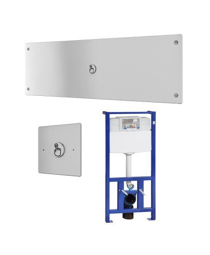 Устройство смыва унитаза с пьезо кнопкой, с антивандальной крышкой,&nbsp; с дополнительной выносной пьезо кнопкой для инвалидов, с рамой SLR 21, 24 В пост. SLW 04PA