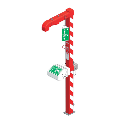 Нержавеющий аврийный душ с аварийным фонтаном для глаз Sanela SLSN23HO, уличный, отдельно стоящий, min t до  -20°C