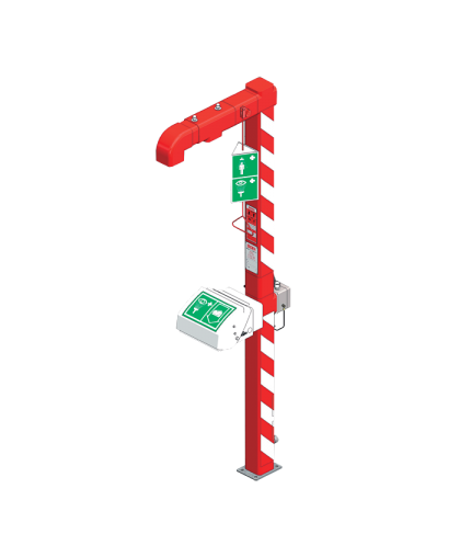 Нержавеющий аврийный душ с аварийным фонтаном для глаз Sanela SLSN23HO, уличный, отдельно стоящий, min t до  -20°C