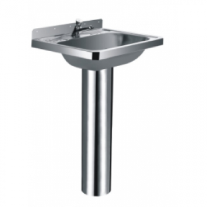 Раковина одинарная антивандальная с пьедесталом из нержавеющей стали MF-151