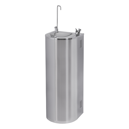 Нержавеющий питьевой фонтан с нажимной арматурой, монтаж к стене, арматура для налива стакана, охлаждение SLUN 43CS