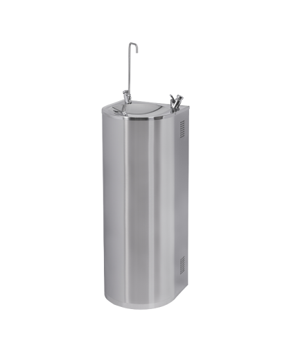 Нержавеющий питьевой фонтан с нажимной арматурой, монтаж к стене, арматура для налива стакана, охлаждение SLUN 43CS