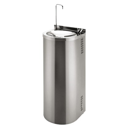 Нержавеющий питьевой фонтан с нажимной арматурой, монтаж к стене, арматура для налива стакана SLUN 43S