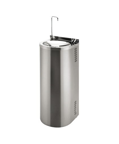 Нержавеющий питьевой фонтан с нажимной арматурой, монтаж к стене, арматура для налива стакана SLUN 43S