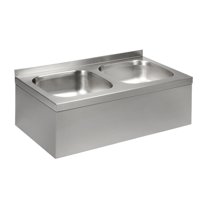 Нержавеющая подвесная двойная мойка с облицовкой SLUN 06