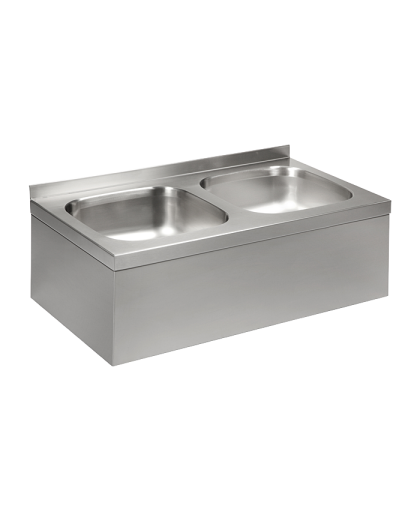 Нержавеющая подвесная двойная мойка с облицовкой SLUN 06