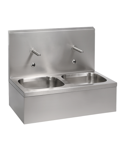 Нержавеющая подвесная двойная мойка с интегрированной электроникой, 6&nbsp;В SLUN 07EB