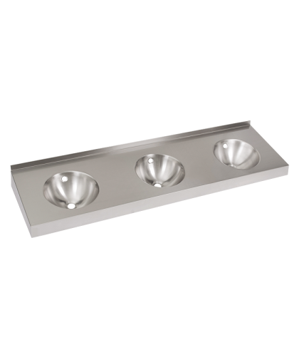 Нержавеющий подвесной умывальник с 3 чашами без облицовки SLUN 20