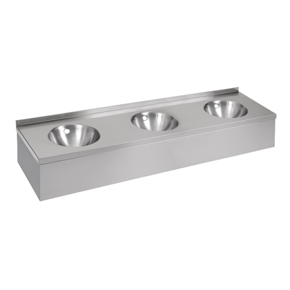 Нержавеющий подвесной умывальник с 3 чашами с облицовкой SLUN 20P