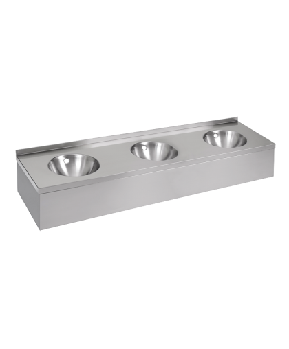 Нержавеющий подвесной умывальник с 3 чашами с облицовкой SLUN 20P