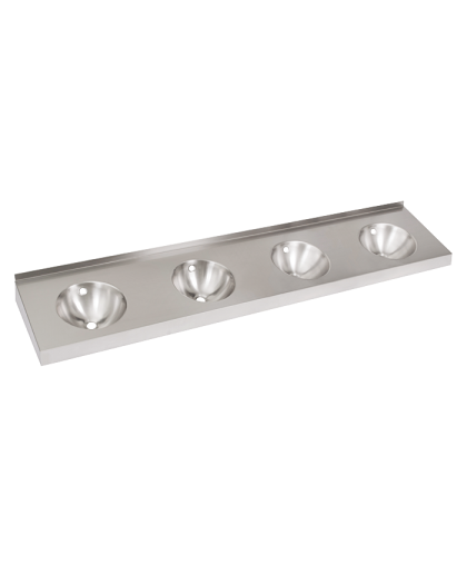 Нержавеющий подвесной умывальник с 4 чашами без облицовки SLUN 60