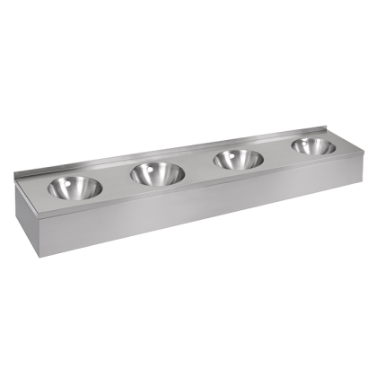 Нержавеющий подвесной умывальник с 4 чашами с облицовкой SLUN 60P