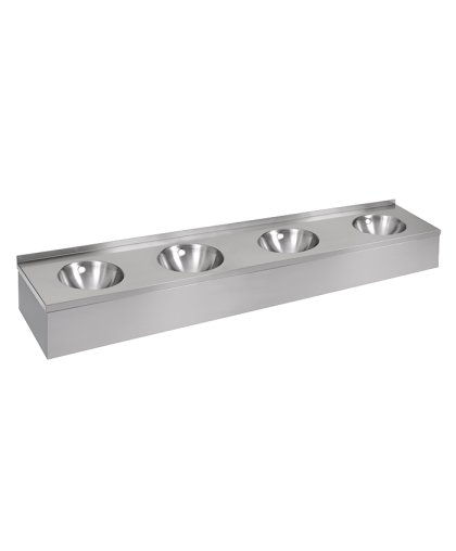 Нержавеющий подвесной умывальник с 4 чашами с облицовкой SLUN 60P