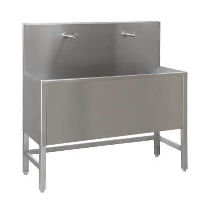 Нержавеющий антивандальный желоб на ножках&nbsp; с интегрированной пьезо электроникой (2 шт.), длина 1250 мм, 24 В пост. SLUN 50PA