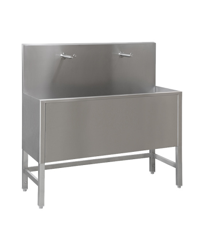 Нержавеющий антивандальный желоб на ножках&nbsp; с интегрированной пьезо электроникой (2 шт.), длина 1250 мм, 24 В пост. SLUN 50PA